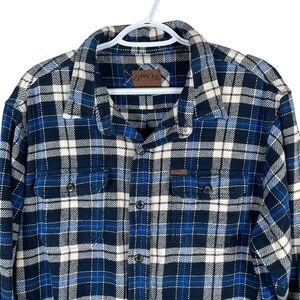 Orvis Flannel Shacket Shirt Jacket Shirt Mens XL‎ Blue Plaid Button Up Heavy